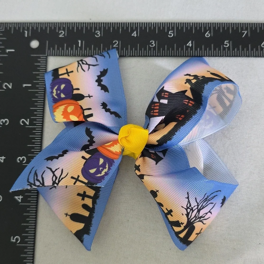 Set Of 3 Halloween Ribbon Hair Bows